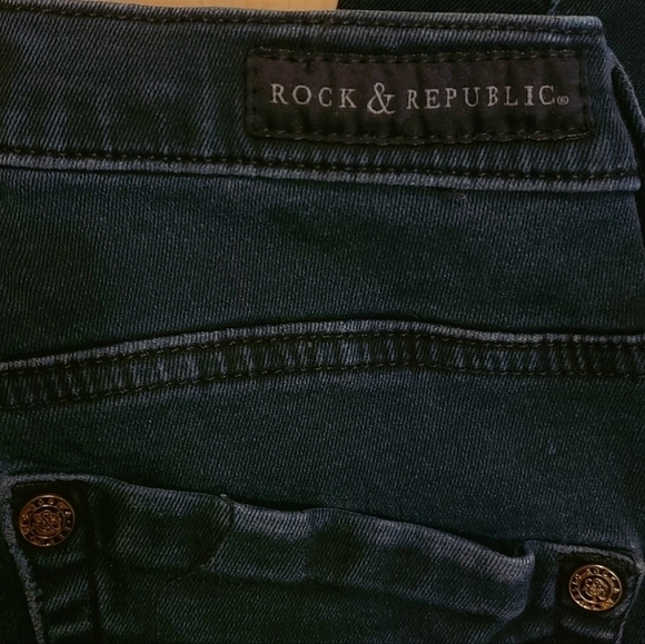 ROCK & REPUBLIC Jeans Kashmiere Straight Leg Black Stretch Denim Low Rise Skinny - Picture 4 of 9